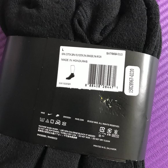 6 Pairs Nike Everyday Cotton Cushion Men 8-12 Large Ankle Socks Black DRI-FIT - Picture 5 of 5